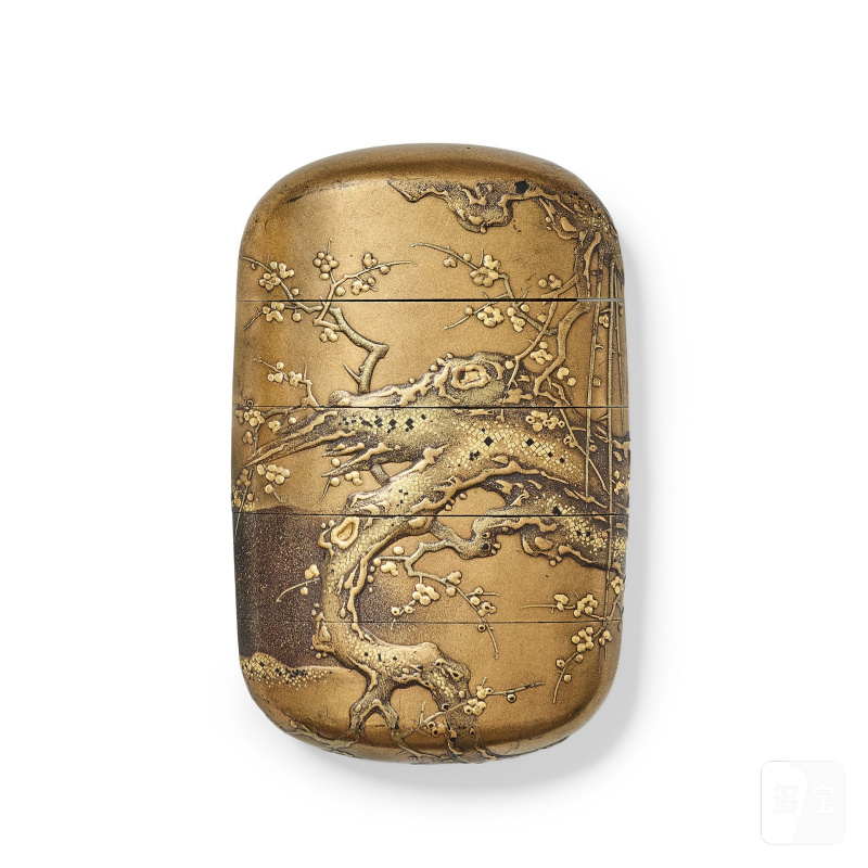 山田常嘉 十九世紀 漆金四格印龍 | A FOUR-CASE LACQUER INRO - 图6